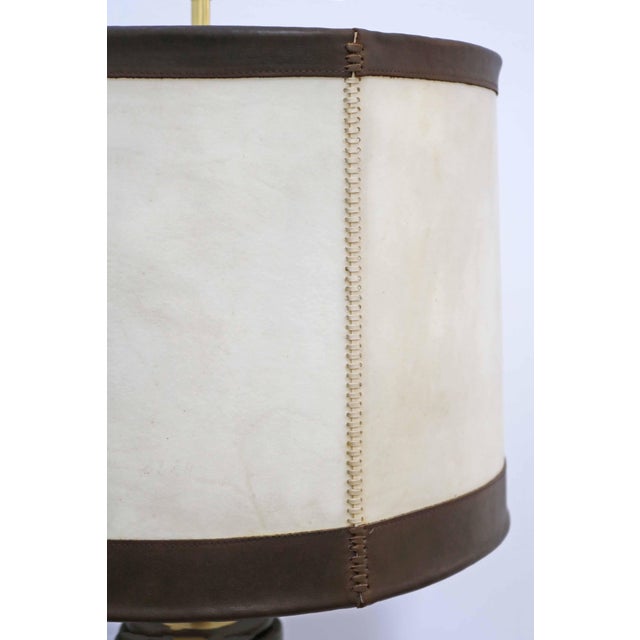Table Lamp in Leather Parchment and Brass by Charlotte Waver, 1970s For Sale - Image 9 of 13