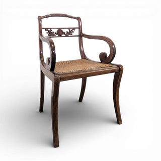 19th Century English Cane Armchair For Sale