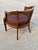 Vintage Mid-Century Modern Cane Barrel-Back Armchair | Hollywood Regency Neoclassical Revival | Tufted Pink Plaid Upholstery For Sale - Image 17 of 18