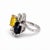 Late 20th Century Vintage 18k Gold Toi Et Moi Ring — Two Unheated Basaltic Sapphires & Trapeze-Cut, Size 6.5 For Sale - Image 5 of 8