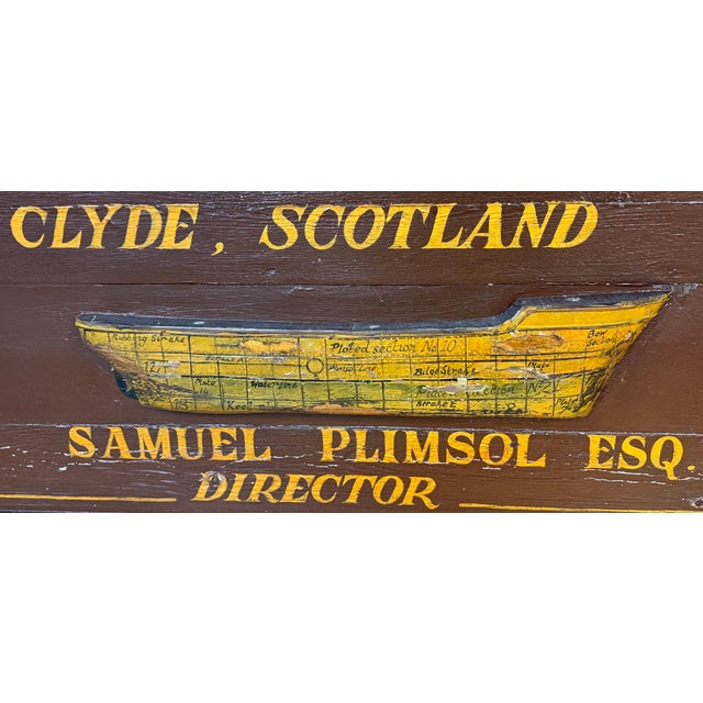 Victorian Clyde Shipbuilders Trade Sign with Annotated Steamship Hull Model For Sale In West Palm - Image 6 of 17