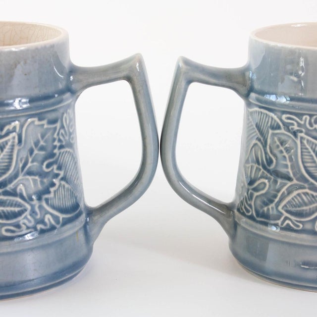 Vintage Dry Botanical Blue Mugs, 1970s, Set of 2 For Sale - Image 11 of 16