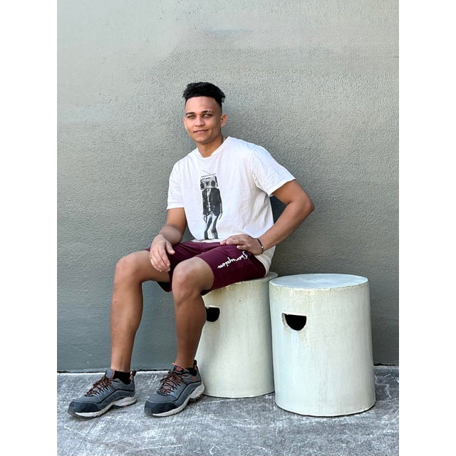 Early 21st Century Vintage Glazed Ceramic Cylinder Garden Stools - A Pair For Sale - Image 5 of 12