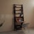 Handcrafted secretary bookcase, made from pine and oak around 1960, features a tall, slender structure with gently splayed...
