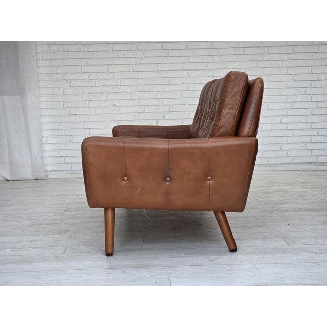 Danish 3-Seater Sofa in Brown Leather, 1970s For Sale - Image 18 of 18
