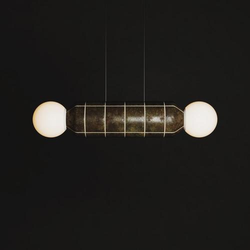 Navazi Medium Horizontal Lamp in Burnished Copper and Frosted Glass by Svitanok For Sale - Image 15 of 18