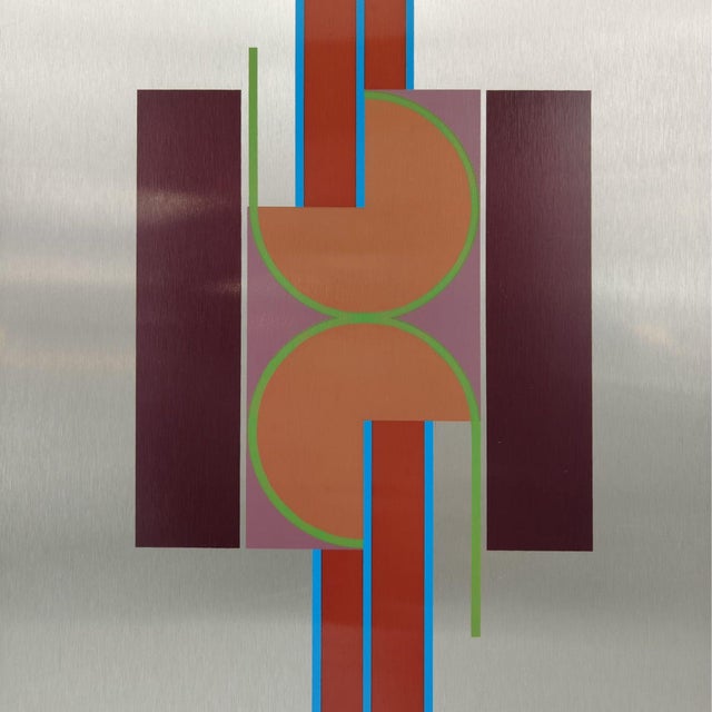 Untitled work by Aldo Dazzi created using mixed media on aluminum sheet. The composition, measuring 35 x 35 cm, is...