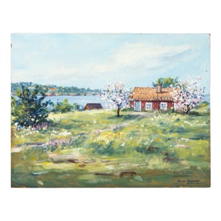 Egon Lennart Karlsson, Swedish Spring, Oil on Panel, Framed For Sale