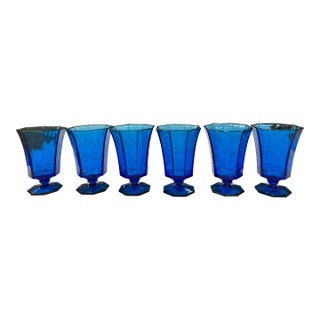Vintage Electric Blue by Independence Glass - Iced Tea or Anything Goblets - Set of 6 For Sale
