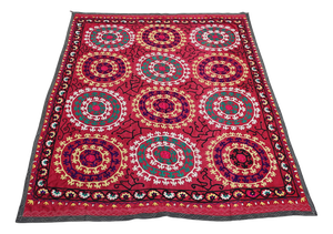 Vintage Hand-Embroidered Suzani Wall Hanging, 1920s