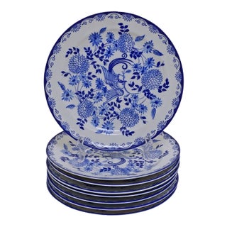 Vintage Rosenthal Else Porcelain Salad Plates Flowers Bird - Set of 8 For Sale