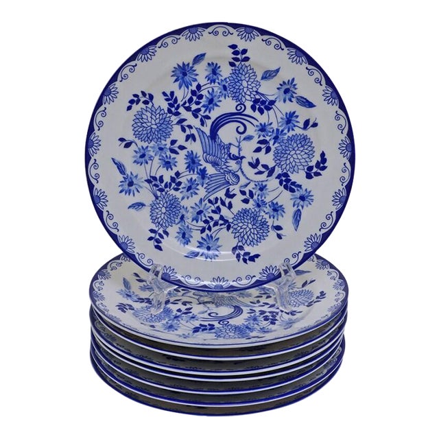 Vintage Rosenthal Else Porcelain Salad Plates Flowers Bird - Set of 8 For Sale