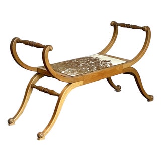 Vintage Boho Scroll Bench For Sale