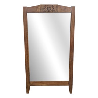 Art Deco Floor Mirror with Carved Wooden Frame, 1920s For Sale