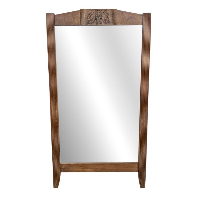 Art Deco Floor Mirror with Carved Wooden Frame, 1920s For Sale