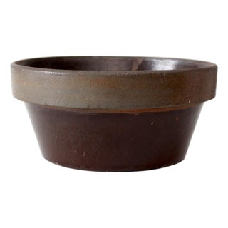 Antique American Stoneware Mixing Bowl With Brown Glaze For Sale