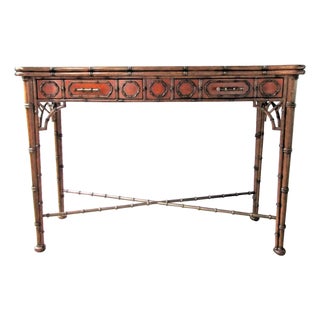 Theodore Alexander Mahogany Edwardian Bamboo Console Table Indochine 5300-138 For Sale