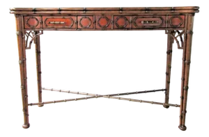 Theodore Alexander Mahogany Edwardian Bamboo Console Table Indochine 5300-138
