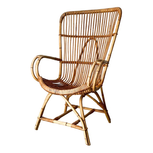 Mid-Century Bamboo Armchair, Italy, 1950s For Sale