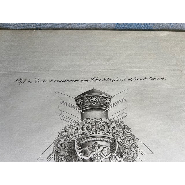 Illustration Mid 19th Century Etching Reproduction of Decorative Elements in Normandy Church by Nicolas Xavier Willemin For Sale - Image 3 of 6