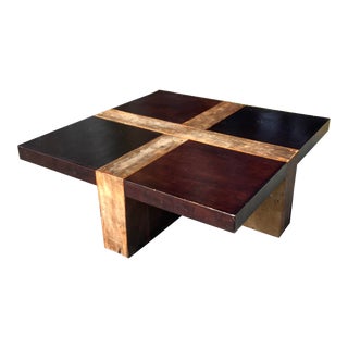 1950s Rustic Plank Farmhouse Coffee Table For Sale