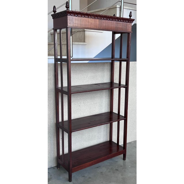 Mid 20th Century French Empire Style Walnut Four Shelves Etagere For Sale - Image 10 of 18
