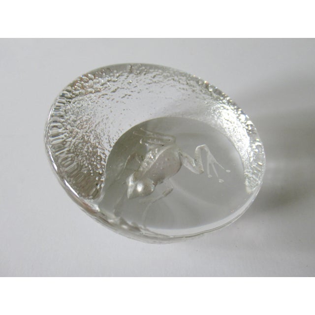 1970s 1970's Textured & Polished Crystal Recessed Coved Frog Paper Weight For Sale - Image 5 of 13