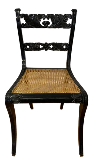 19th Century Trafalgar Upright Chair With Cane Seat & Floral Motif C.1830