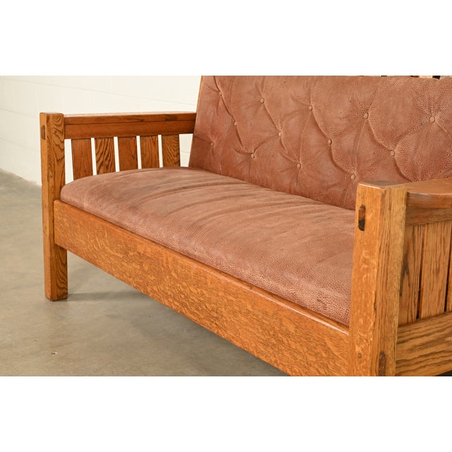 Harden Furniture Antique Mission Oak Arts & Crafts Settle Sofa or Bench, Circa 1910 For Sale - Image 10 of 13