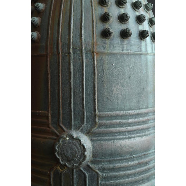 Antique Japanese Bronze Temple-Style Bell / Taisho-Showa / Hanging Bell, Patina For Sale - Image 15 of 18