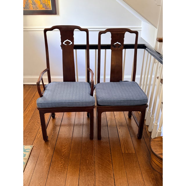 Set of 8 Vintage Rosewood Dining Chairs With Blue Seats For Sale In Washington DC - Image 6 of 18