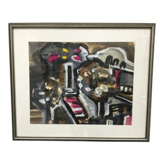 Original Abstract 1964 Watercolor/Gouache by Helen Vaisnoris For Sale