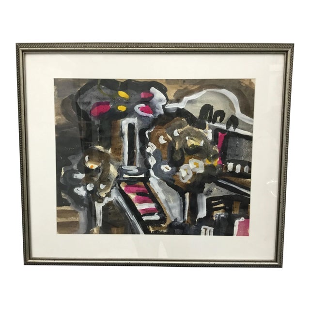 Original Abstract 1964 Watercolor/Gouache by Helen Vaisnoris For Sale