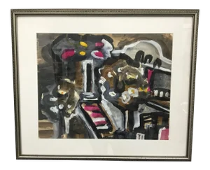 Original Abstract 1964 Watercolor/Gouache by Helen Vaisnoris