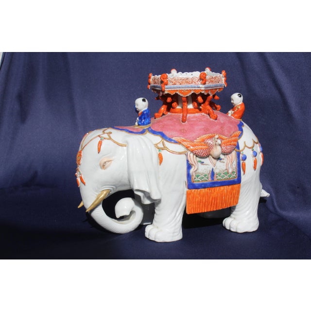 Orange Late 19th Century Chinese Porcelain Elephant For Sale - Image 8 of 9