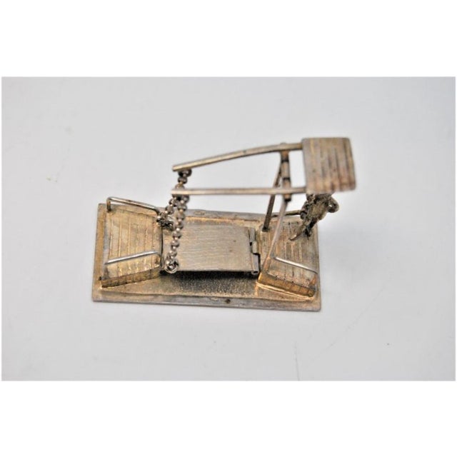 Metal Silver Figure of Toll Collector and Drawbridge For Sale - Image 7 of 9