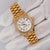 1990s Rolex Op DateJust Presidential White Face 26mm Diamond Bezel 18k Gold Watch For Sale - Image 5 of 9