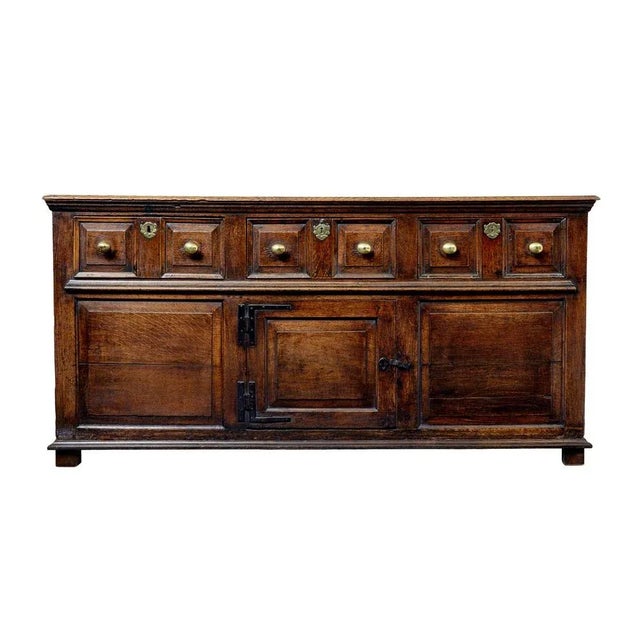 18th Century English Carved Oak Dresser, 1720s For Sale - Image 10 of 11