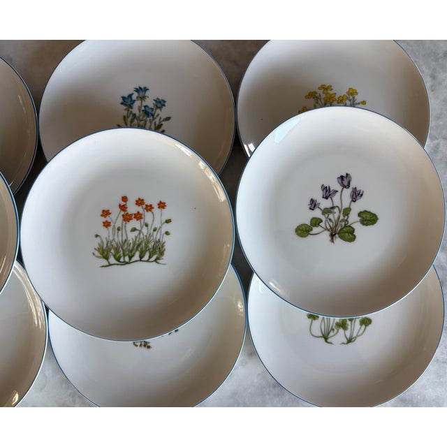 Set of 12 Vintage Takahashi Japan Lunch Plates With Botanical Designs For Sale - Image 4 of 17