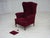 Danish Highback Wingback Armchair in Cherry-Red Velour, 1960s For Sale - Image 18 of 18
