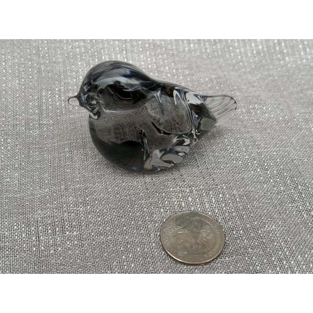 Gray Vintage Smokey Gray Art Glass Bird Figure For Sale - Image 8 of 11