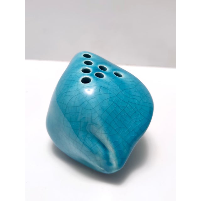 Azure Lacquered Ceramic Tulip Vase by Giacomo Onestini for Ernestine Salerno, 1960s For Sale - Image 9 of 16