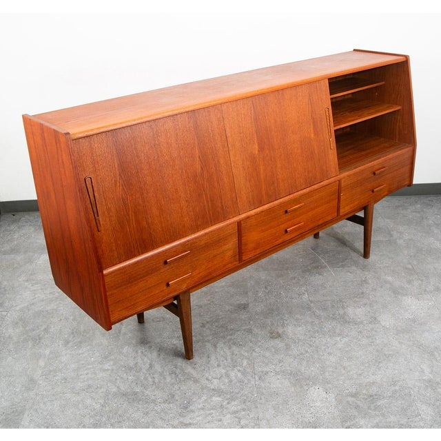 Brown Mid Century Danish Modern Credenza Sideboard Central Bar Teak MCM 6 Drawers 78" For Sale - Image 8 of 12