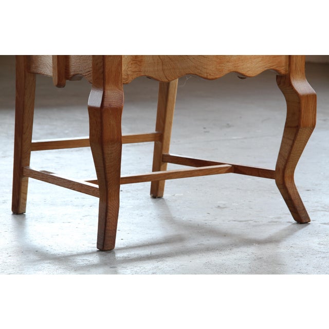 Vintage Brutalist Oak Razorblade Red Striped Armchair attributed to H. Kjærnulf, 1960s For Sale - Image 6 of 18