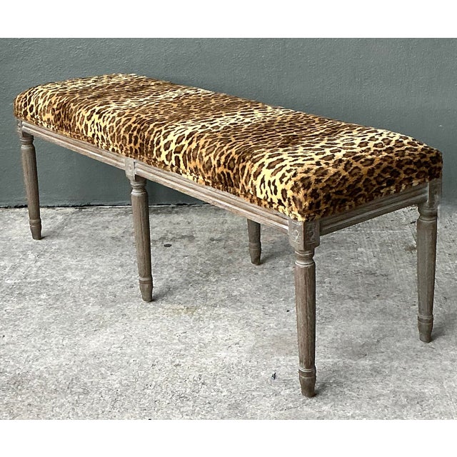 Vintage Tufted Leopard Bench For Sale - Image 4 of 12