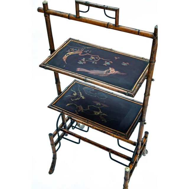 Wood Early 20th Century Asian Two Tier Tray Stand For Sale - Image 7 of 13