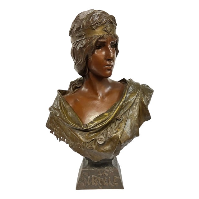 Sibylle Female Bronze Bust Sculpture After Emmanuel Villanis For Sale