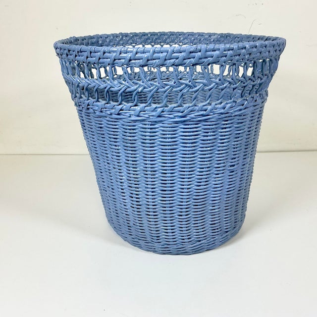 This Mid-Century Wicker Wastebasket is a delightful touch of color for an office or bathroom. We believe it’s been painted...