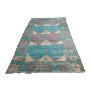 Mid 20th Century Oushak Colourful Runner For Sale