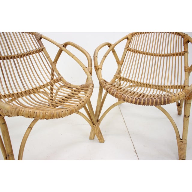 Set of Czechoslovakia Lounge Chairs in Rattan by Alan Fuchs, 1960s For Sale - Image 14 of 15